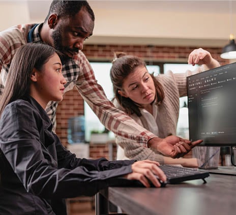 cyber security agency multiethnic team encrypting