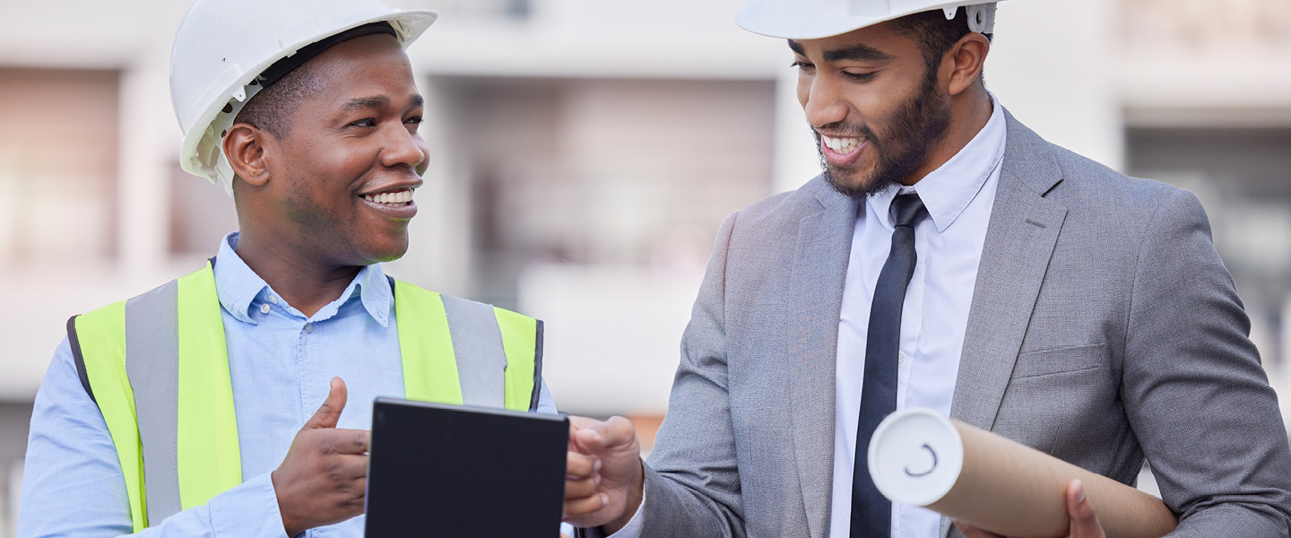 architecture construction worker and men with tab