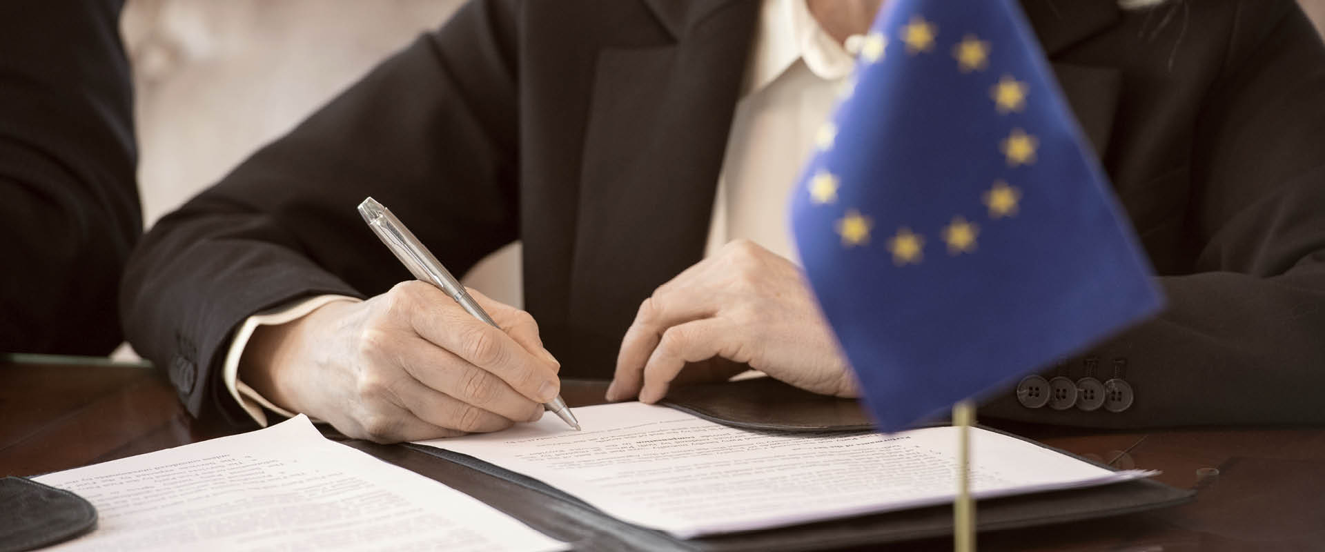 Flag of european union on table