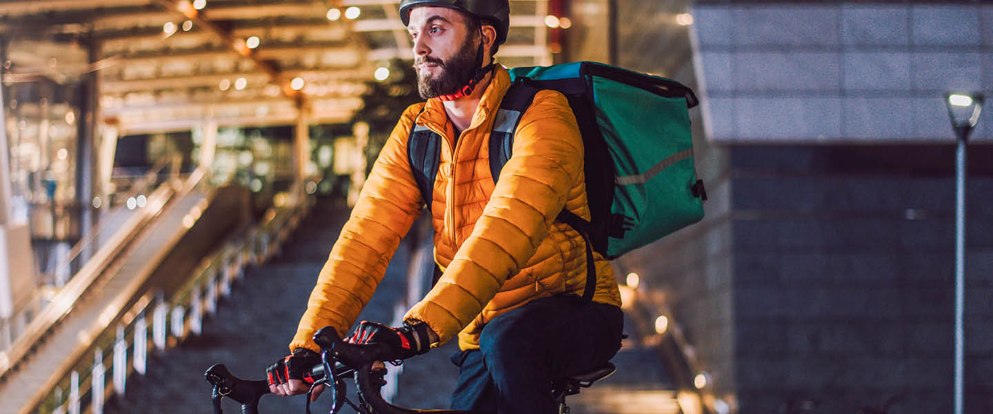 food delivery rider with bicycle