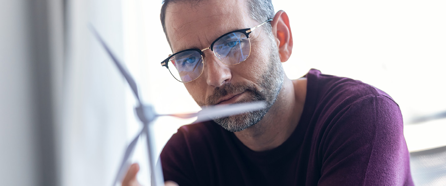 handsome business man working on new alternative energy