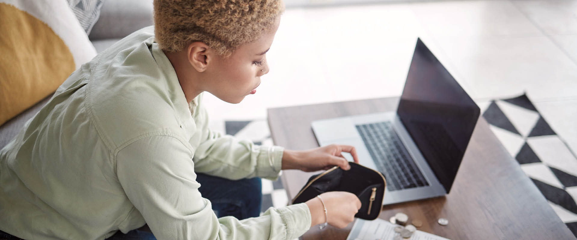 woman behind laptop working