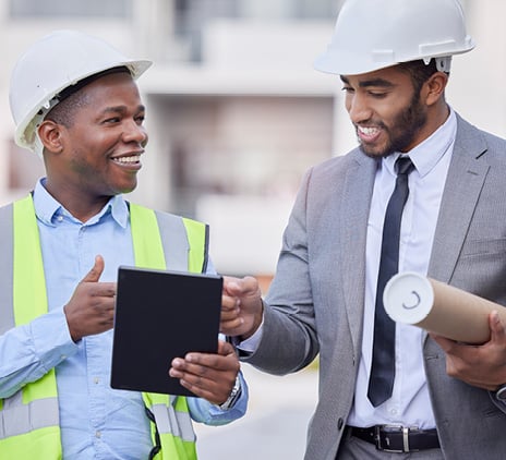 architecture construction worker and men with tab