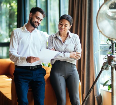 Man and woman working in a start-up