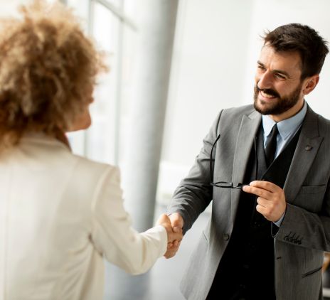 couple of business people handshaking