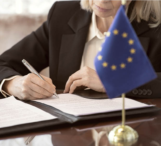 Flag of european union on table