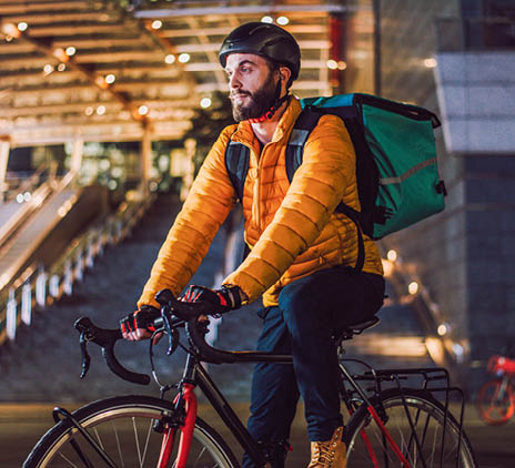 food delivery rider with bicycle