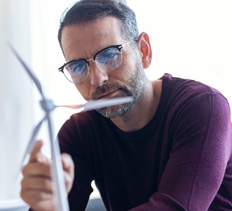 handsome business man working on new alternative energy