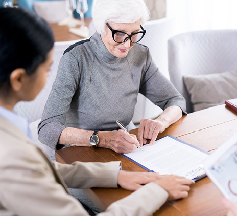 senior woman writing testament