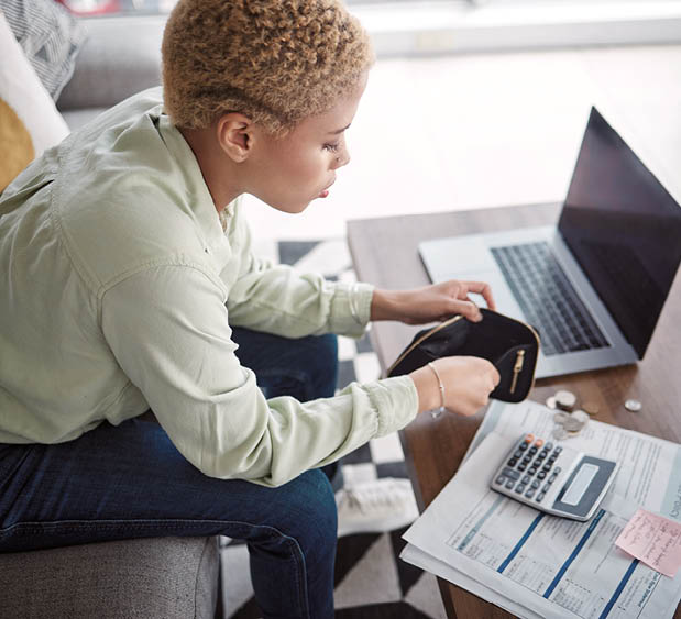 woman behind laptop working