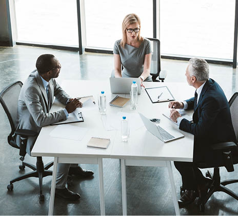 high angle view of professional multiethnic businessmen